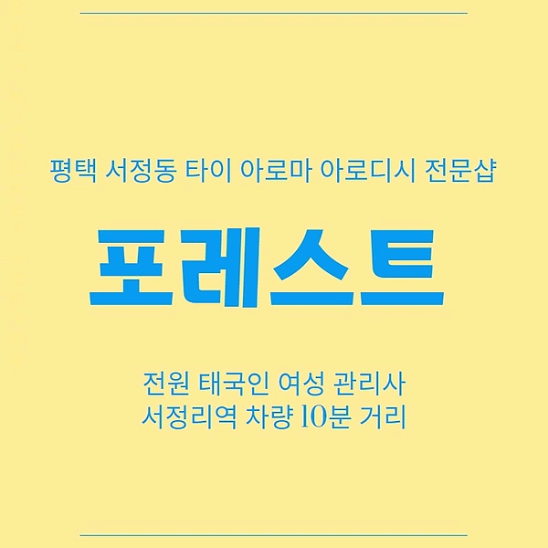 평택 서정동 서정리역 포레스트 타이 아로마 마사지 - 마캉스